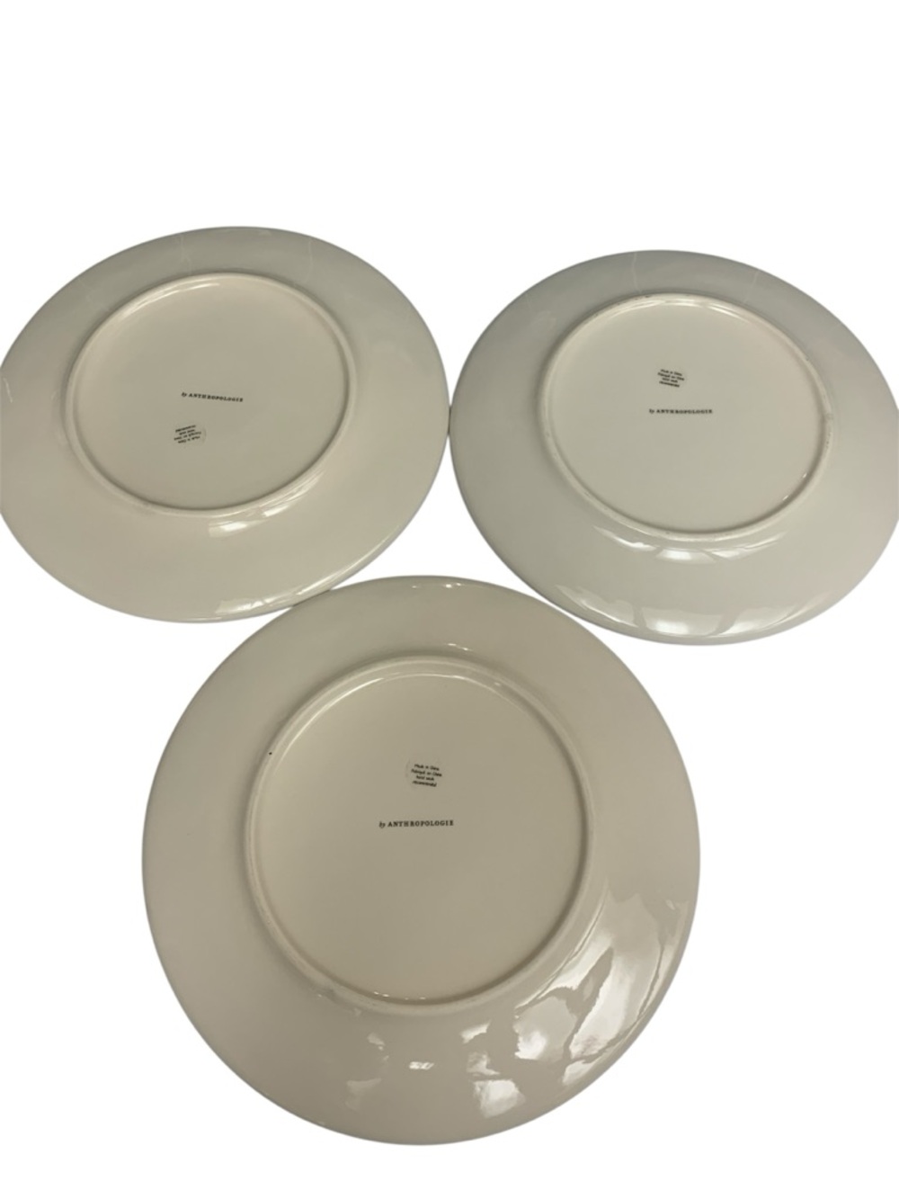 Anthropologie Bistro Garden Dinner Plates Blue Butterfly Gold Trim 10.5" Set 3 - Picture 10 of 10